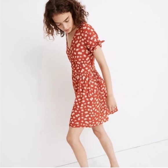 Madewell Tie Sleeve Retro Floral Print Dress - Picture 1 of 4